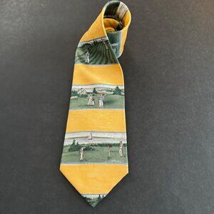 Nautica Yellow & Green Golf-Themed 100% Silk Tie Made In USA